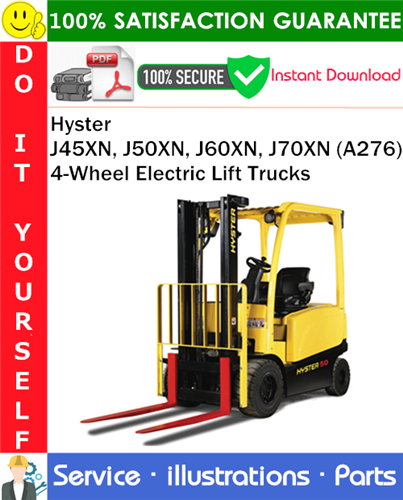 Hyster J45XN, J50XN, J60XN, J70XN (A276) 4-Wheel Electric Lift Trucks Parts Manual