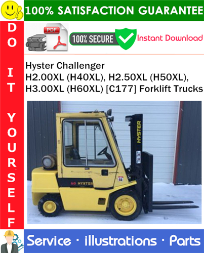 Hyster Challenger H2.00XL (H40XL), H2.50XL (H50XL), H3.00XL (H60XL) [C177] Forklift Trucks Parts Manual