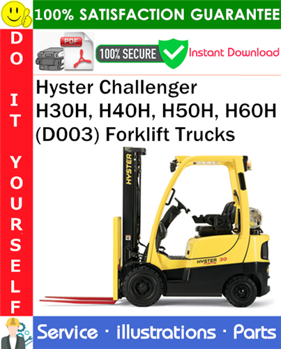 Hyster Challenger H30H, H40H, H50H, H60H (D003) Forklift Trucks Parts Manual