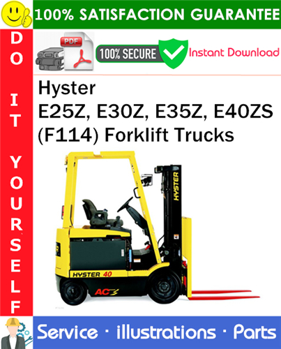 Hyster E25Z, E30Z, E35Z, E40ZS (F114) Forklift Trucks Parts Manual