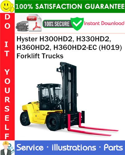 Hyster H300HD2, H330HD2, H360HD2, H360HD2-EC (H019) Forklift Trucks Parts Manual