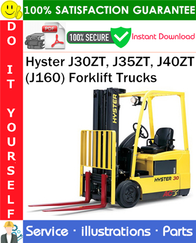 Hyster J30ZT, J35ZT, J40ZT (J160) Forklift Trucks Parts Manual