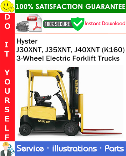 Hyster J30XNT, J35XNT, J40XNT (K160) 3-Wheel Electric Forklift Trucks Parts Manual