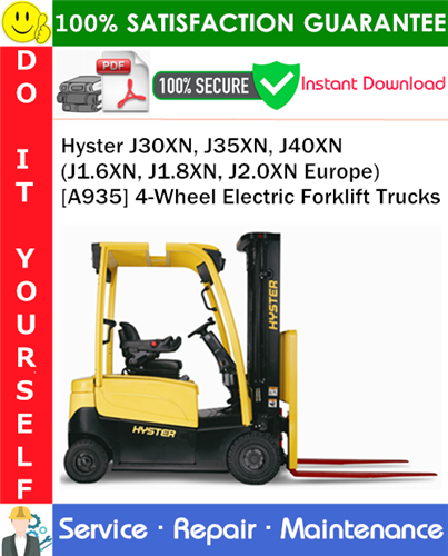 Hyster J30XN, J35XN, J40XN (J1.6XN, J1.8XN, J2.0XN Europe) [A935] 4-Wheel Electric Forklift Trucks