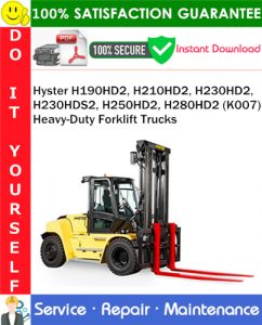 Hyster H190HD2, H210HD2, H230HD2, H230HDS2, H250HD2, H280HD2 (K007) Heavy-Duty Forklift Trucks