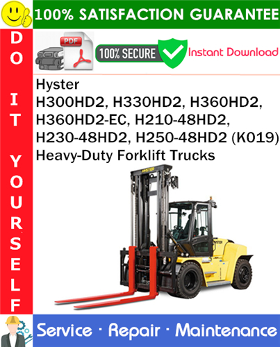 Hyster H300HD2, H330HD2, H360HD2, H360HD2-EC, H210-48HD2, H230-48HD2, H250-48HD2